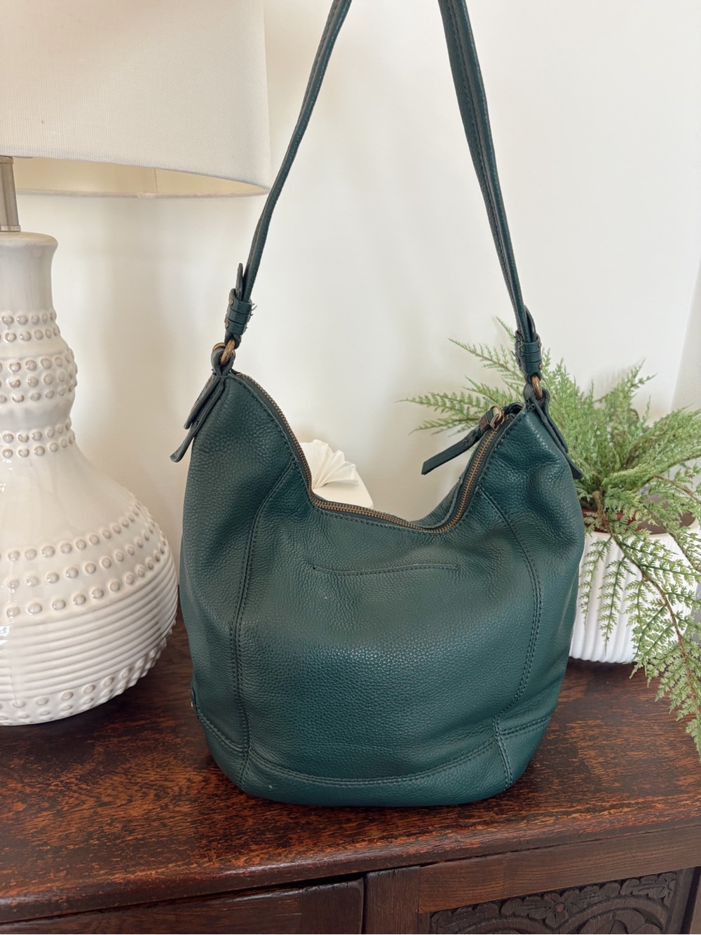 The Sak Sequoia Deep Teal Pebbled Leather Hobo Bag